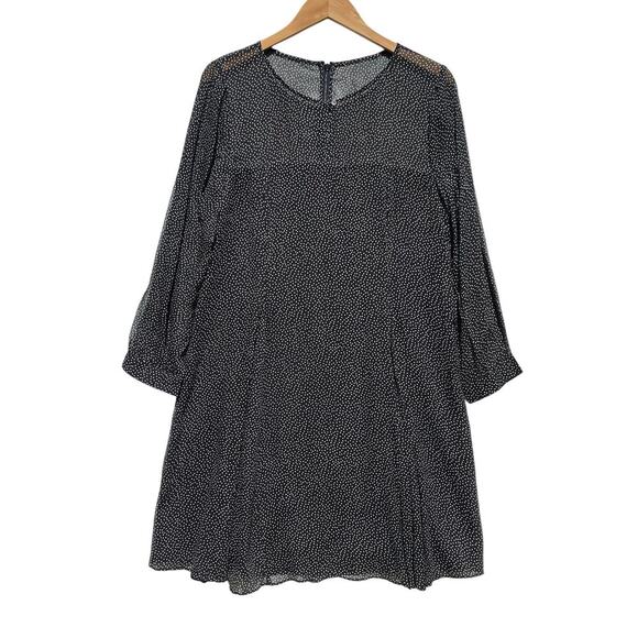 J CREW Women’s Silk Black and White Polkdot A-line Midi Dress size 12 - Picture 1 of 6